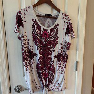 Women's Short Sleeve Tie Front Knit Top